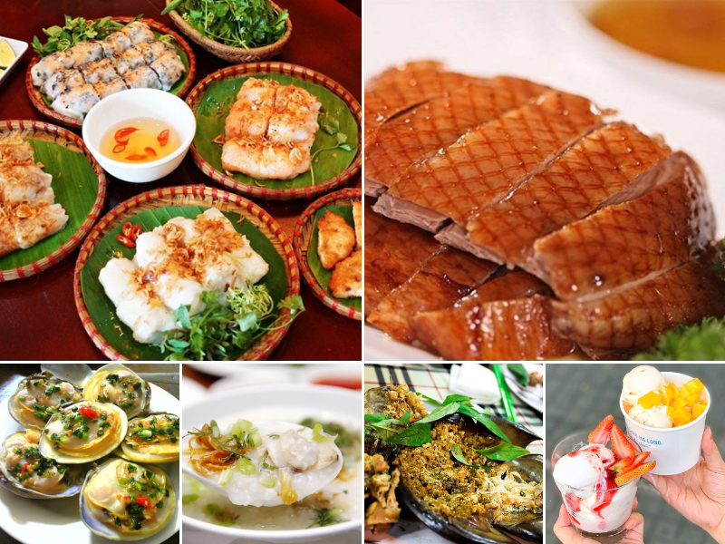Thưởng thức các món đặc sản trứ danh như bánh cuốn chả mực, hải sản tươi ngon tại Quảng Ninh. 